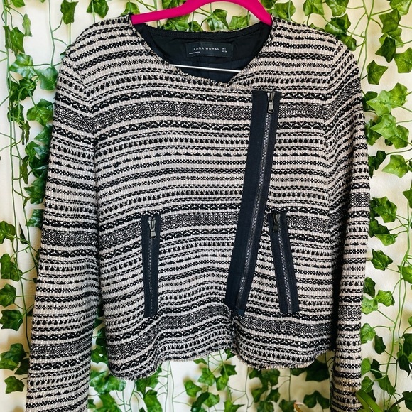 Zara Jackets & Blazers - Zara Tweed Moto Jacket
